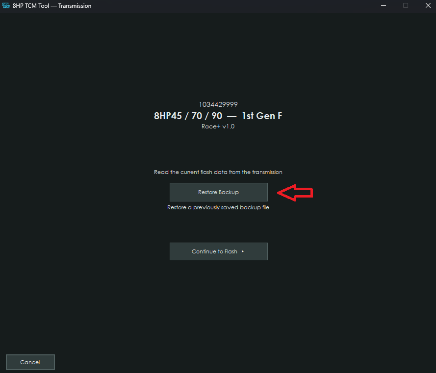 Restore Backup option