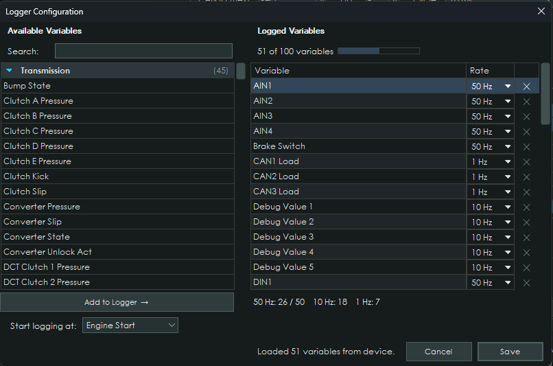 Internal Logger configuration